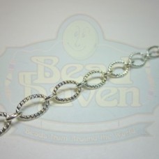 Silver Textured Flat Oval Chain