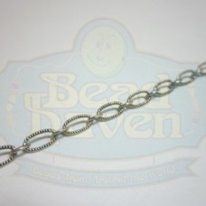 Antique Silver Small Textured Oval Chain