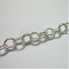 Silver Textured Double Link Cable Chain