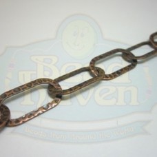 Antique Copper Hammered Flat Oval Chain